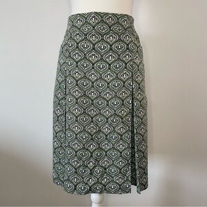 A-line Geometric Paisley Skirt 98% Cotton Green NEW